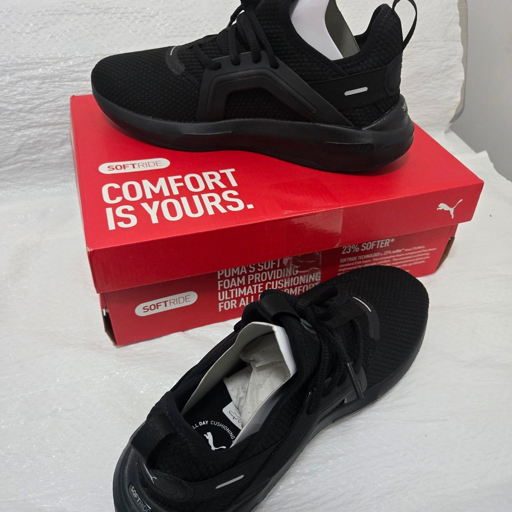 Puma Softride Enzo 5 Womens Running Shoes Triple Black 311213 12 Size 9